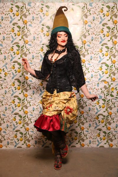 Swoon Skirt w/patchwork ruffle in Honey Bloom - The Wandering Minstrel Collection