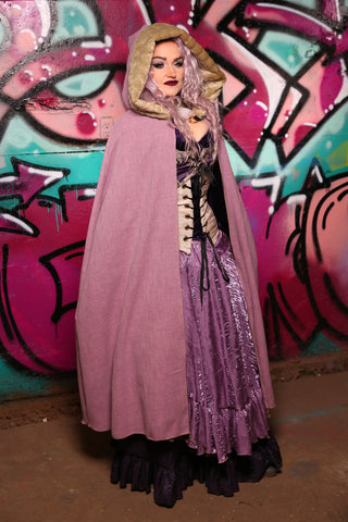 Forbidden Cloak w/Faux Fur Lined Hood in Rustic Pink #19 - The Orchid Oracle Collection