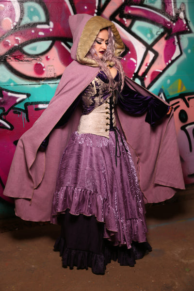 Forbidden Cloak w/Faux Fur Lined Hood in Rustic Pink #19 - The Orchid Oracle Collection