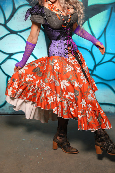 Crescent Skirt w/ Ruffle in October Apothecary - The "Pumpkins, Screams & Corset Dreams" Collection