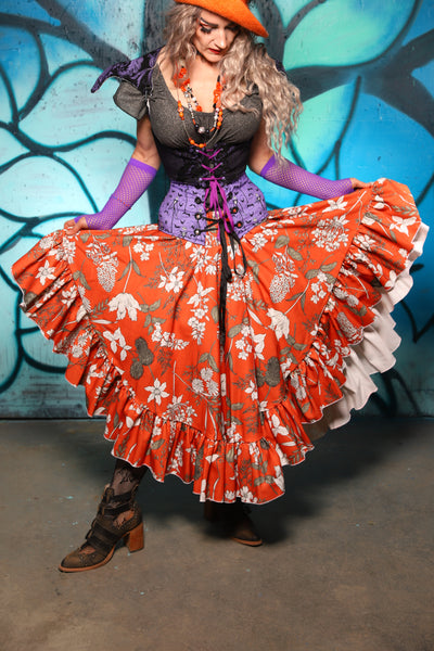 Crescent Skirt w/ Ruffle in October Apothecary - The "Pumpkins, Screams & Corset Dreams" Collection
