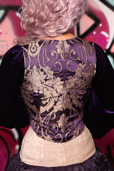 Cropped Marie Bodice in Royalty Damask #9 - The Orchid Oracle Collection