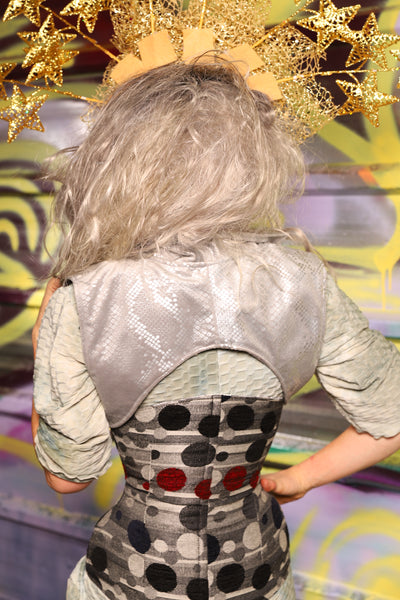 Lapel Collar Cropped Vest in Silver Snakeskin- Day 16 of "Celebrating 22 Years of Damsel"