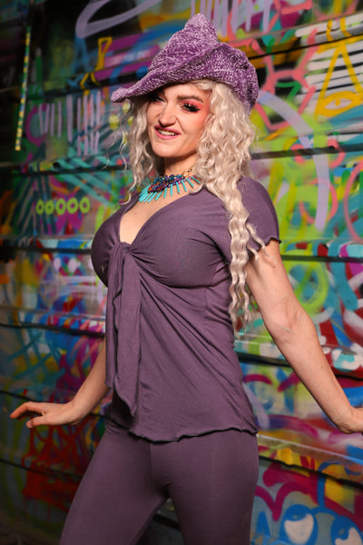 26. Knotty Blouse in Dusty Lavender Stretch Rayon - The Feylustrium Collection