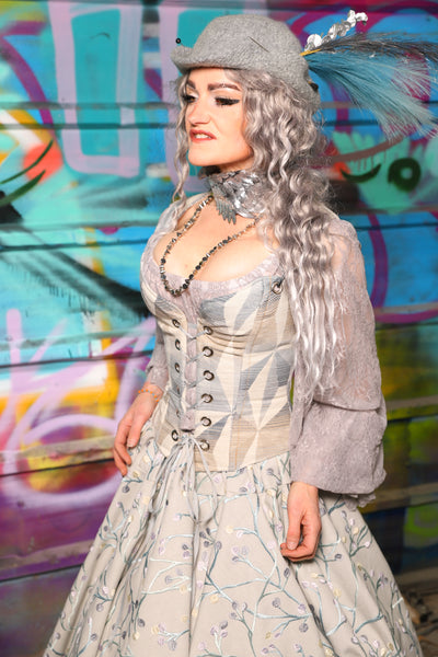 37. Petite Courtier Overbust Corset in Frosted Tesserae - The "Love at Frost Sight" Collection