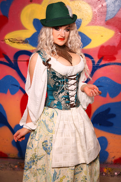 Maiden Bodice in Teal Damask - Day 3 of 22 days of Damsel