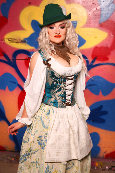 Maiden Bodice in Teal Damask - Day 3 of 22 days of Damsel