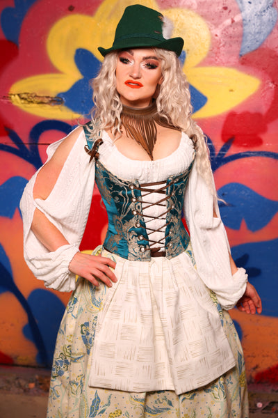 Maiden Bodice in Teal Damask - Day 3 of 22 days of Damsel