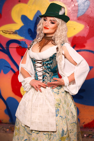 Maiden Bodice in Teal Damask - Day 3 of 22 days of Damsel