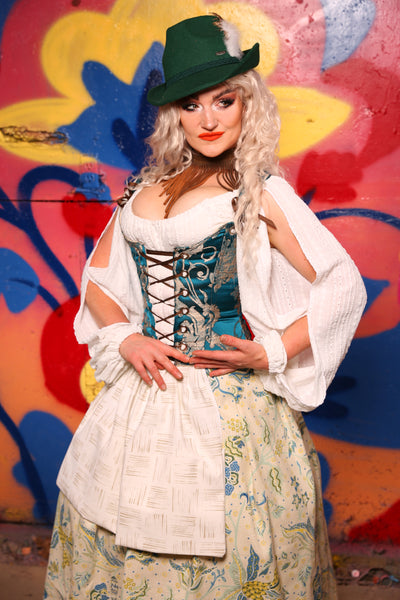 Maiden Bodice in Teal Damask - Day 3 of 22 days of Damsel