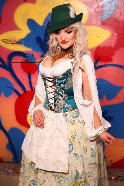 Maiden Bodice in Teal Damask - Day 3 of 22 days of Damsel