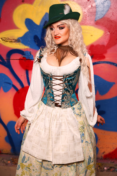 Maiden Bodice in Teal Damask - Day 3 of 22 days of Damsel