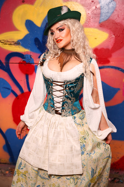 Maiden Bodice in Teal Damask - Day 3 of 22 days of Damsel