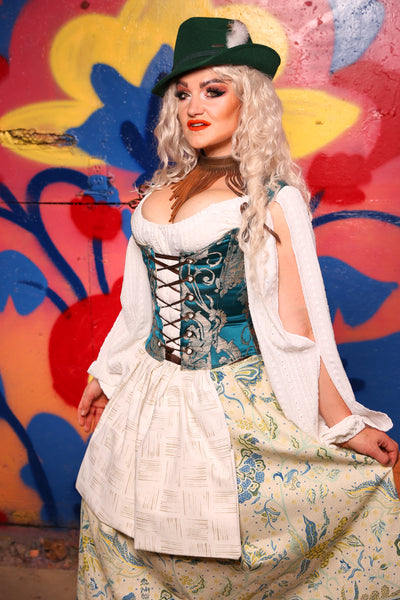 Maiden Bodice in Teal Damask - Day 3 of 22 days of Damsel