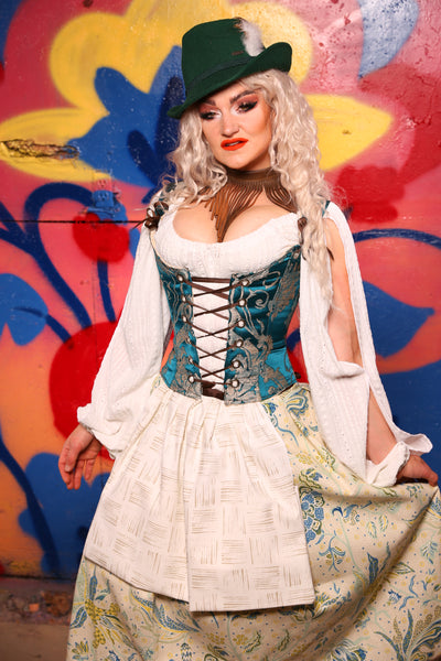 Maiden Bodice in Teal Damask - Day 3 of 22 days of Damsel