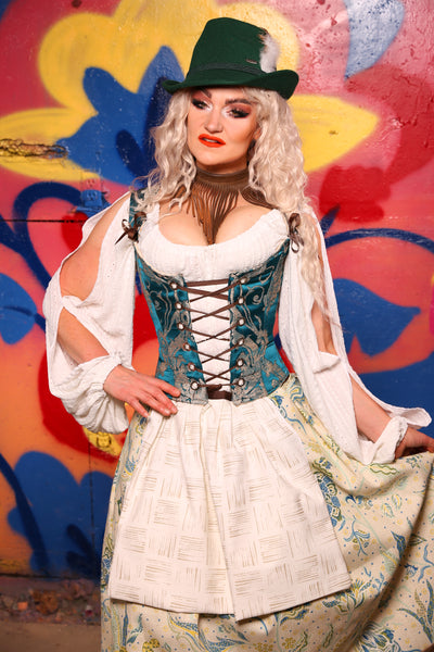 Maiden Bodice in Teal Damask - Day 3 of 22 days of Damsel