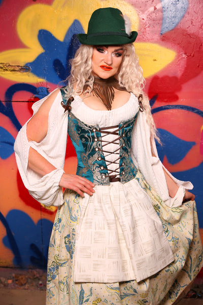 Maiden Bodice in Teal Damask - Day 3 of 22 days of Damsel