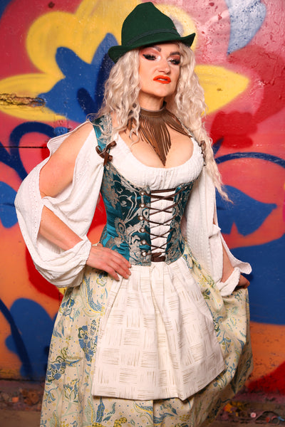 Maiden Bodice in Teal Damask - Day 3 of 22 days of Damsel