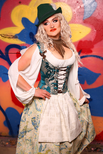 Maiden Bodice in Teal Damask - Day 3 of 22 days of Damsel