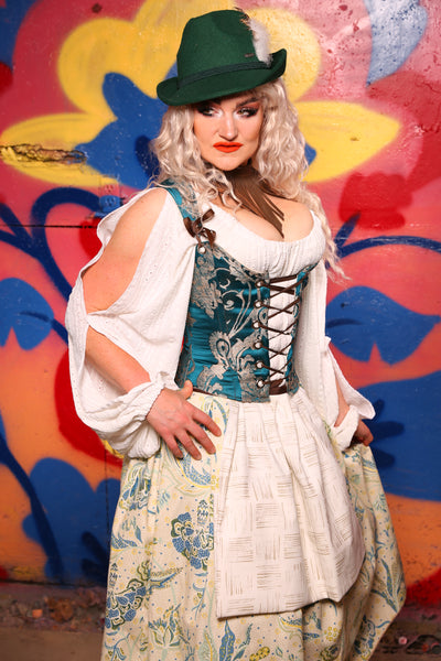 Maiden Bodice in Teal Damask - Day 3 of 22 days of Damsel