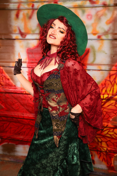 07. Artemis Overbust in Enchanted Border Tapestry *PLEASE order by BUST Measurement, NOT waist!* - The Sensual Solstice Collection