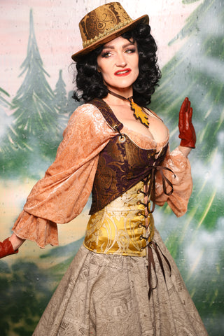 Wench Corset in Belle Gold Damask  - Day 11 of 12 Days of Damsel Christmas 2025