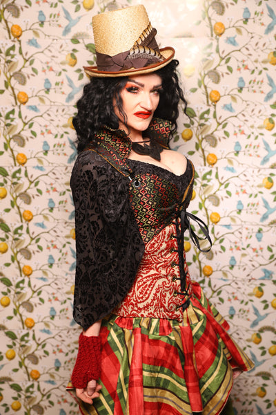 Tailed Cropped Overbust in Troubadour Jacquard - The Wandering Minstrel Collection