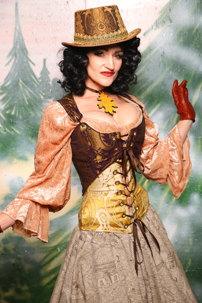 Wench Corset in Belle Gold Damask  - Day 11 of 12 Days of Damsel Christmas 2025