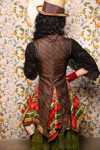 Tailed Cropped Overbust in Troubadour Jacquard - The Wandering Minstrel Collection