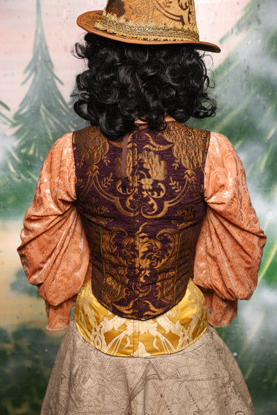 Cropped Marie in Plum & Gold Medallion *PLEASE order by BUST Measurement, NOT waist!* - Day 11 of 12 Days of Damsel Christmas 2025