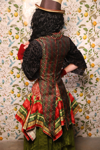 Tailed Cropped Overbust in Troubadour Jacquard - The Wandering Minstrel Collection
