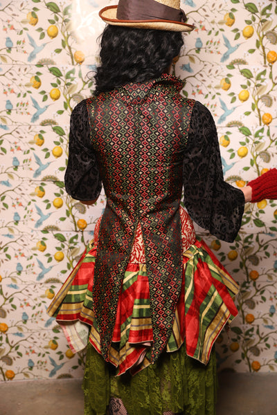 Tailed Cropped Overbust in Troubadour Jacquard - The Wandering Minstrel Collection