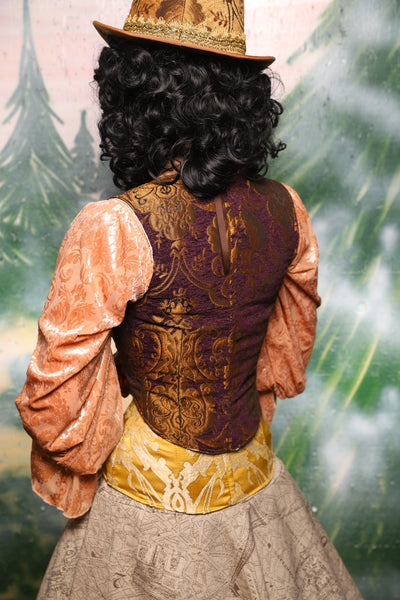 Cropped Marie in Plum & Gold Medallion *PLEASE order by BUST Measurement, NOT waist!* - Day 11 of 12 Days of Damsel Christmas 2025