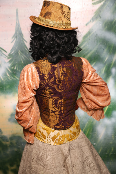 Cropped Marie in Plum & Gold Medallion *PLEASE order by BUST Measurement, NOT waist!* - Day 11 of 12 Days of Damsel Christmas 2025