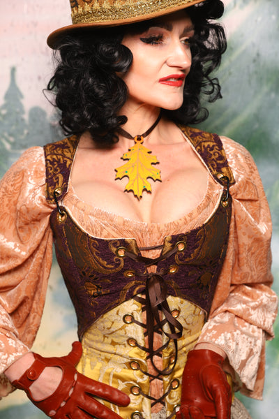 Cropped Marie in Plum & Gold Medallion *PLEASE order by BUST Measurement, NOT waist!* - Day 11 of 12 Days of Damsel Christmas 2025