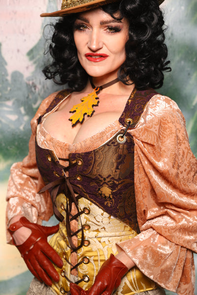 Cropped Marie in Plum & Gold Medallion *PLEASE order by BUST Measurement, NOT waist!* - Day 11 of 12 Days of Damsel Christmas 2025