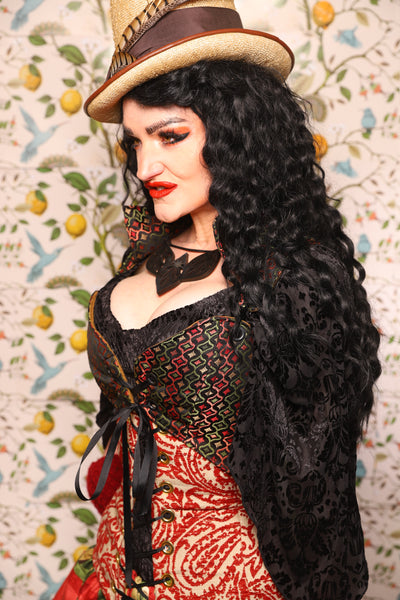 Tailed Cropped Overbust in Troubadour Jacquard - The Wandering Minstrel Collection