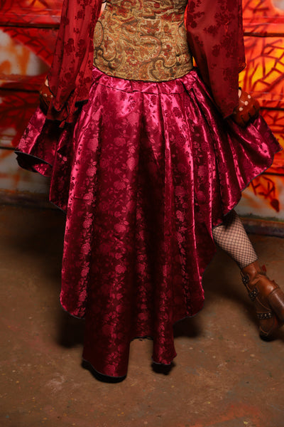 03. Apron Skirt in Merlot Rose Satin - The Sensual Solstice Collection