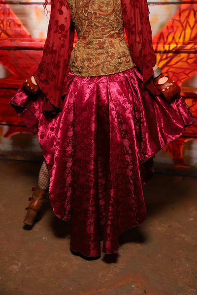 03. Apron Skirt in Merlot Rose Satin - The Sensual Solstice Collection