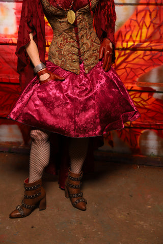 03. Apron Skirt in Merlot Rose Satin - The Sensual Solstice Collection