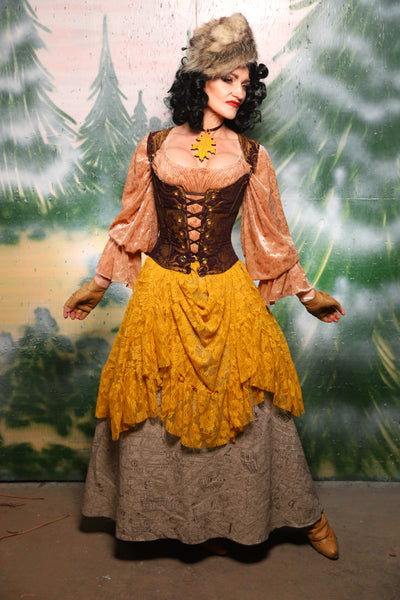 Crescent skirt w/ruffle in Gold Stretch Lace - Day 11 of 12 Days of Christmas