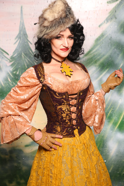 Maiden Petite Corset in Plum & Gold Medallion - Day 11 of 12 Days of Damsel Christmas 2025