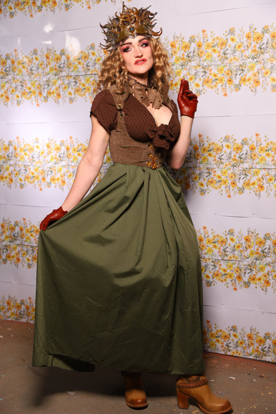 61. Tulip Skirt In Fern Green Cotton - The Leave It To Beaver Collection