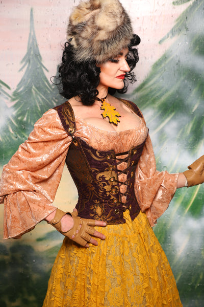 Maiden Petite Corset in Plum & Gold Medallion - Day 11 of 12 Days of Damsel Christmas 2025