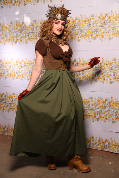 61. Tulip Skirt In Fern Green Cotton - The Leave It To Beaver Collection