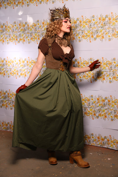 61. Tulip Skirt In Fern Green Cotton - The Leave It To Beaver Collection