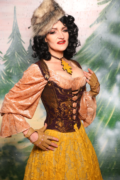 Maiden Petite Corset in Plum & Gold Medallion - Day 11 of 12 Days of Damsel Christmas 2025