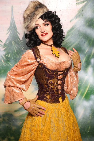 Maiden Petite Corset in Plum & Gold Medallion - Day 11 of 12 Days of Damsel Christmas 2025