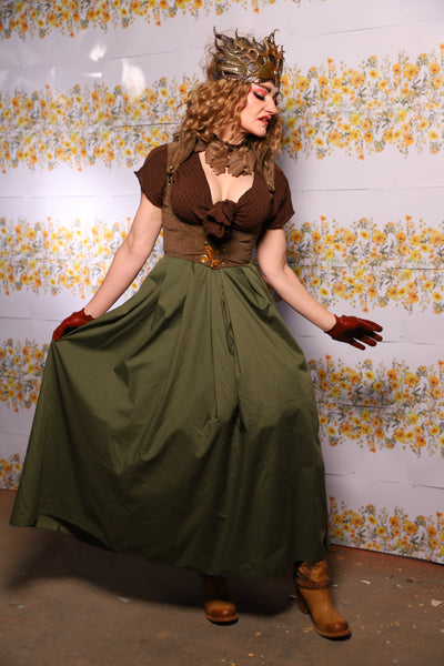61. Tulip Skirt In Fern Green Cotton - The Leave It To Beaver Collection