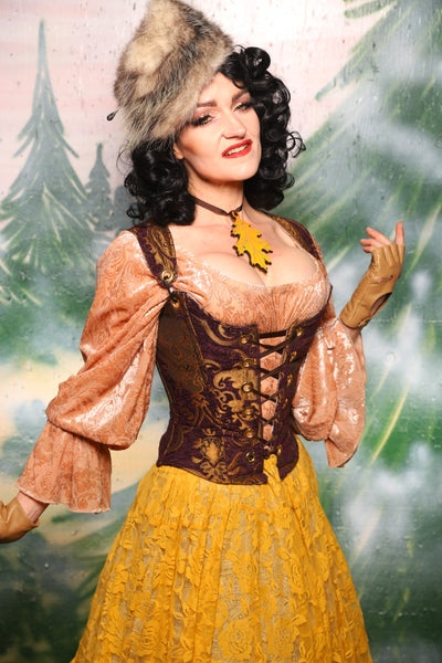 Maiden Petite Corset in Plum & Gold Medallion - Day 11 of 12 Days of Damsel Christmas 2025